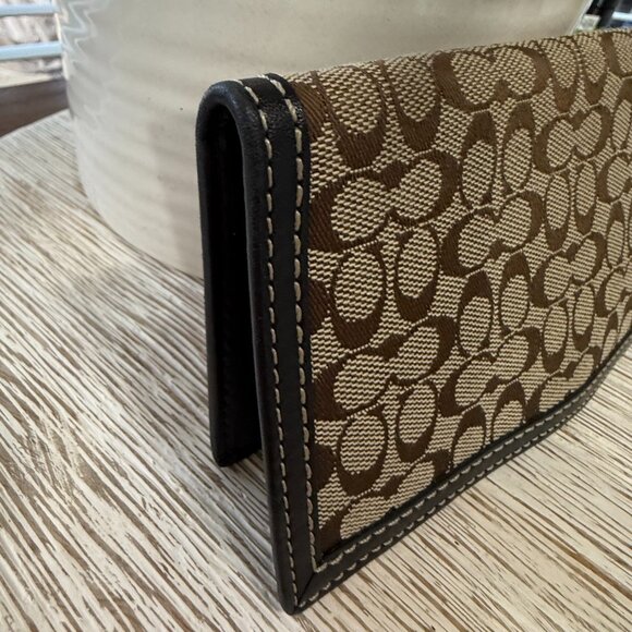 COACH VINTAGE TRIFOLD CHECKBOOK WALLET & INSERT MONOGRAM CANVAS LEATHER - Picture 16 of 16